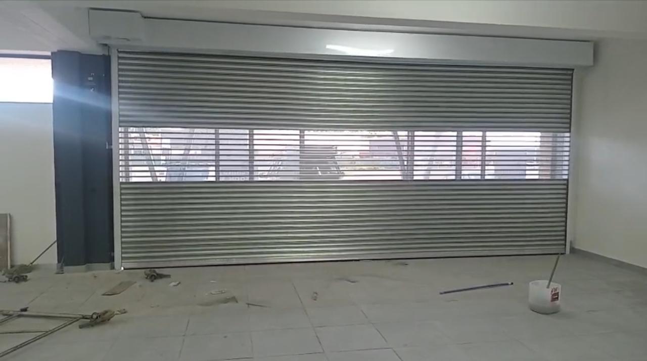 Residential roller shutter door on a double garage